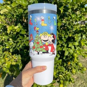NEW 40oz tumbler Peanuts Snoopy friends Christmas 40 oz Cups stainless travel